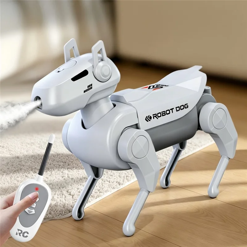 1028K-1 Kids Remote Control Spray Robot Dog Electronic Walking Mechanical Pet Toy With LED Light - Black