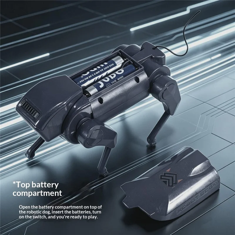 1028K Kids Remote Control Robot Dog Electronic Walking Mechanical Pet Toy With LED Light - Black