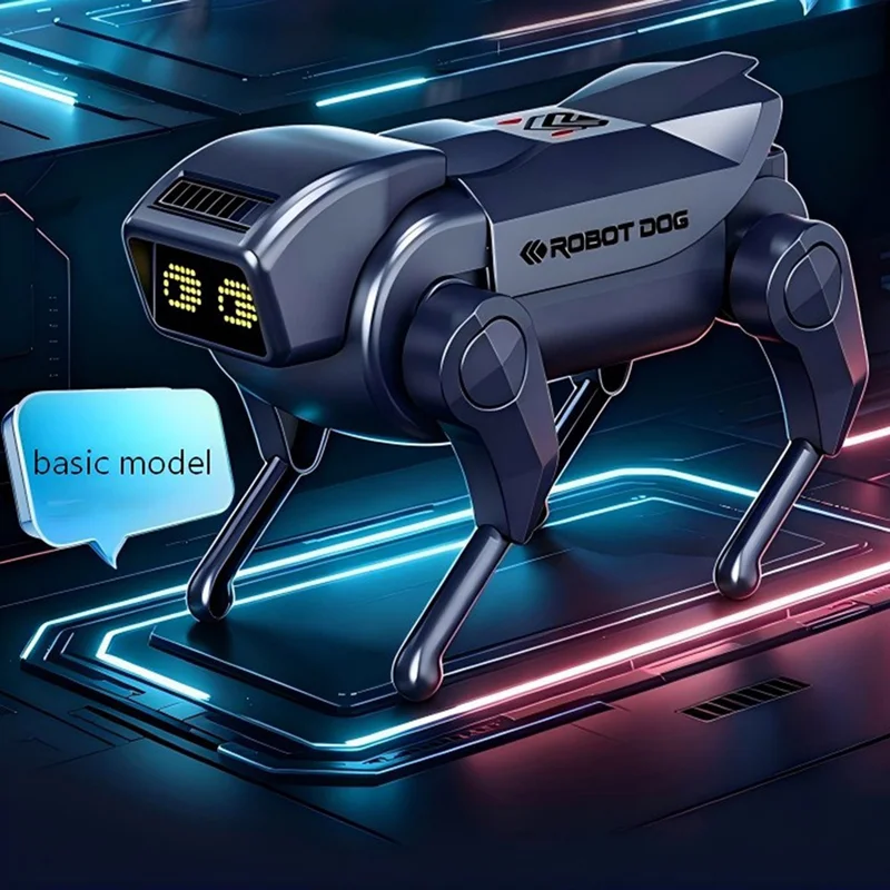 1028K Kids Remote Control Robot Dog Electronic Walking Mechanical Pet Toy With LED Light - Black