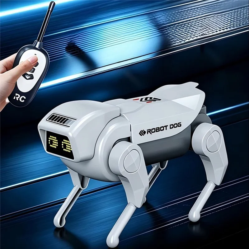 1028K Kids Remote Control Robot Dog Electronic Walking Mechanical Pet Toy With LED Light - Black