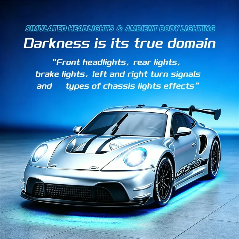 4DRC 4D-H6 1:43 Drift Racing Car 2.4G Remote Control 4WD RC Car with Ambient Light, High-end Version - GTR White