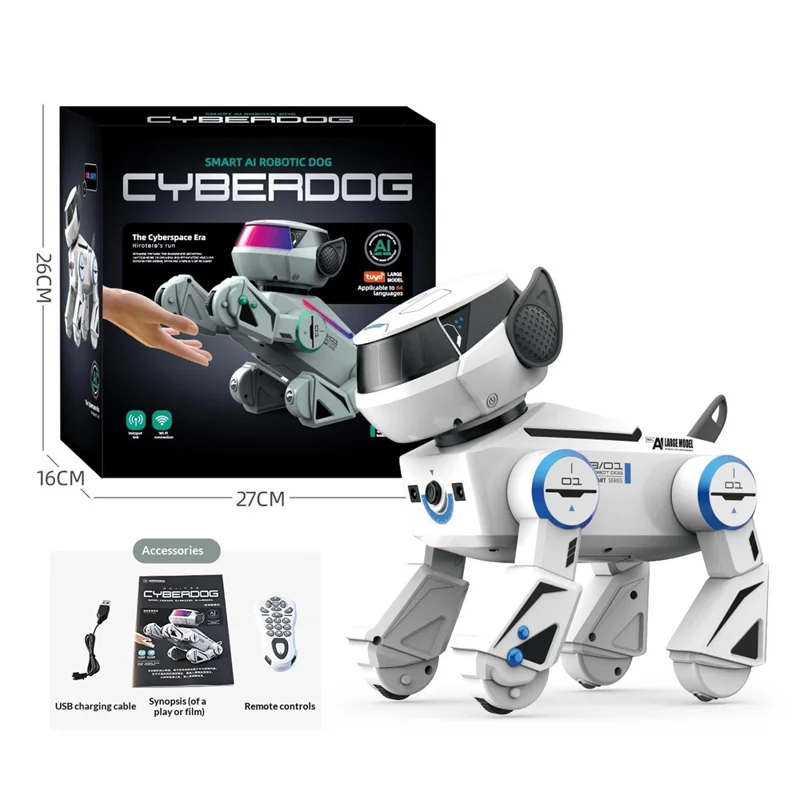 BG1546 Smart AI Robot Dog Voice Control Programmable Stunt Interactive Pet Toy for Kids - White