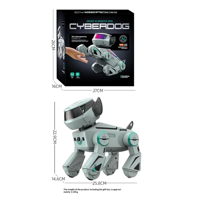 BG1546 Smart AI Robot Dog Voice Control Programmable Stunt Interactive Pet Toy for Kids - White