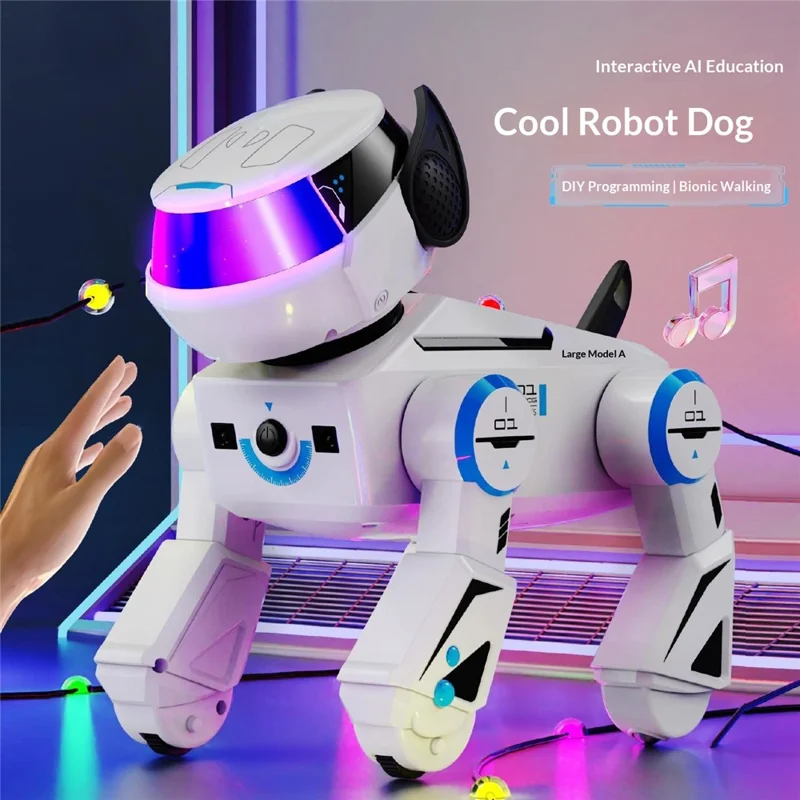 BG1546 Smart AI Robot Dog Voice Control Programmable Stunt Interactive Pet Toy for Kids - White