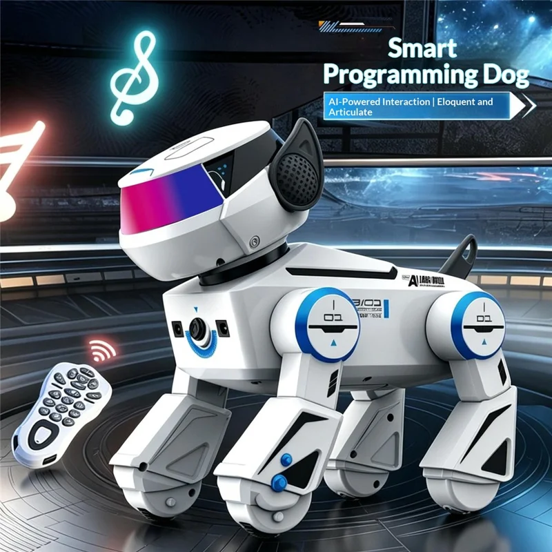 BG1546 Smart AI Robot Dog Voice Control Programmable Stunt Interactive Pet Toy for Kids - White