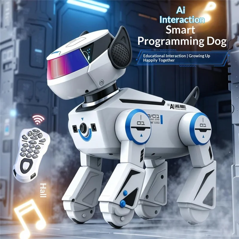 BG1546 Smart AI Robot Dog Voice Control Programmable Stunt Interactive Pet Toy for Kids - White
