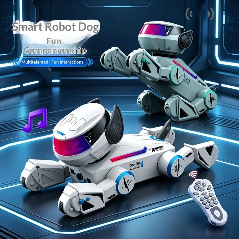 BG1546 Smart AI Robot Dog Voice Control Programmable Stunt Interactive Pet Toy for Kids - White