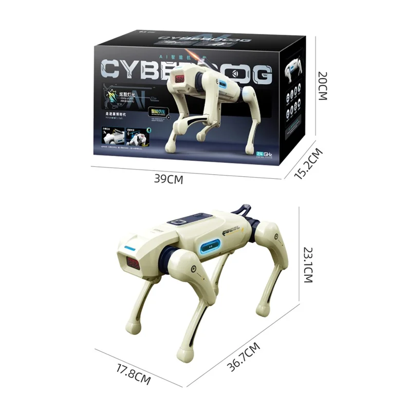 BG1547 AI intelligenter Roboterhund 2,4G Fernbedienung Programmierbar Sprachaktiviert Interaktives Elektronikspielzeug - Weiß