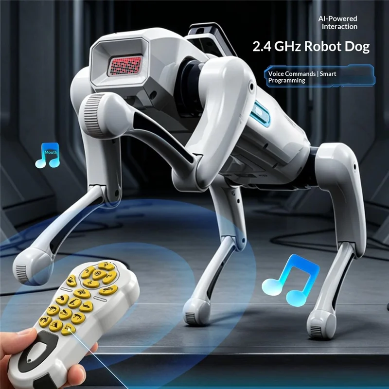 BG1547 AI intelligenter Roboterhund 2,4G Fernbedienung Programmierbar Sprachaktiviert Interaktives Elektronikspielzeug - Weiß