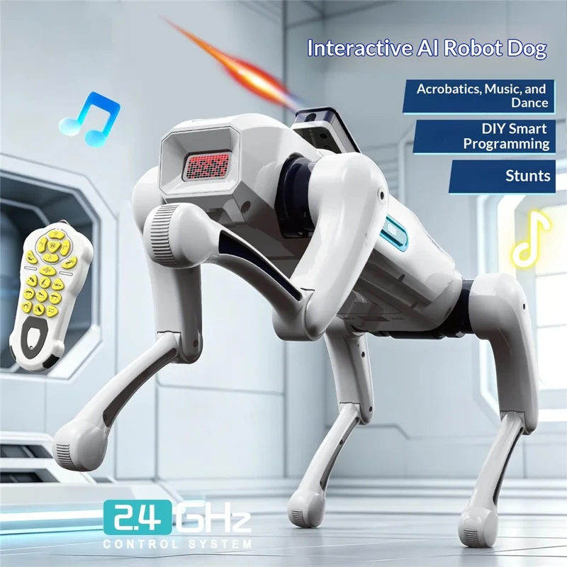 BG1547 AI intelligenter Roboterhund 2,4G Fernbedienung Programmierbar Sprachaktiviert Interaktives Elektronikspielzeug - Weiß
