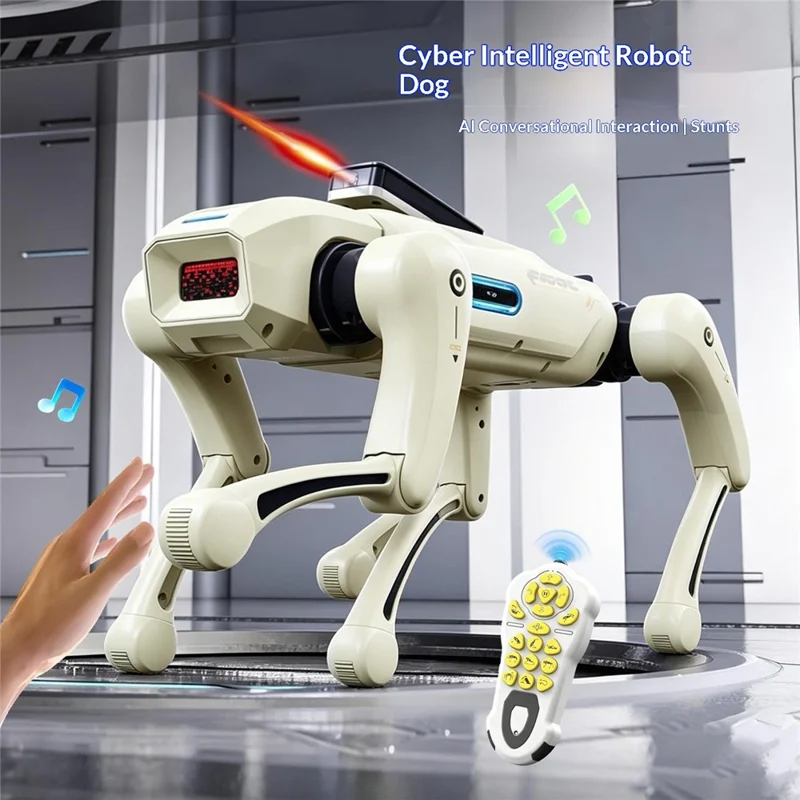 BG1547 AI intelligenter Roboterhund 2,4G Fernbedienung Programmierbar Sprachaktiviert Interaktives Elektronikspielzeug - Weiß