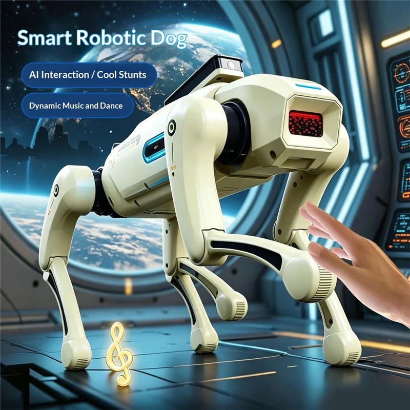 BG1547 AI intelligenter Roboterhund 2,4G Fernbedienung Programmierbar Sprachaktiviert Interaktives Elektronikspielzeug - Weiß