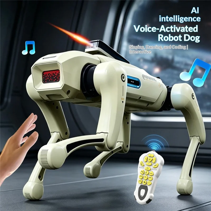 BG1547 AI intelligenter Roboterhund 2,4G Fernbedienung Programmierbar Sprachaktiviert Interaktives Elektronikspielzeug - Weiß