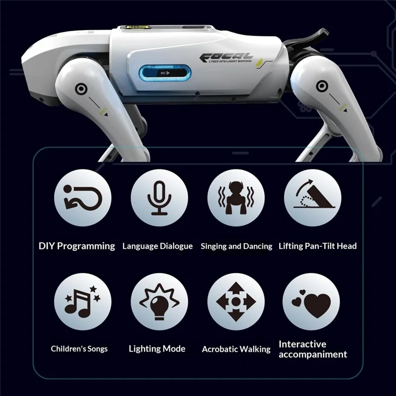 BG1547 AI intelligenter Roboterhund 2,4G Fernbedienung Programmierbar Sprachaktiviert Interaktives Elektronikspielzeug - Weiß