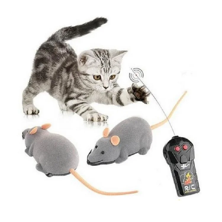 Funny Wireless Remote Control Electronic Mouse Tricky Toy for Cats Dogs Pets Kids - Black