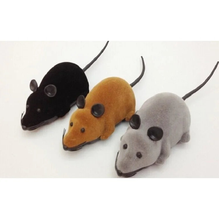 Funny Wireless Remote Control Electronic Mouse Tricky Toy for Cats Dogs Pets Kids - Black