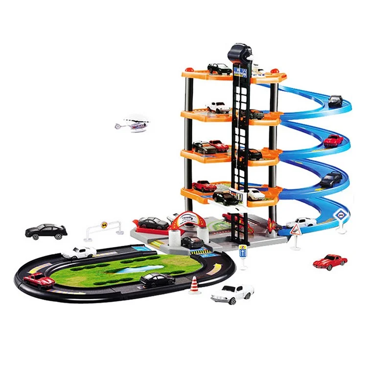 3D Car Parking Lot Assemble Railway Rail Car Toy DIY Track Car Racing Track Toy