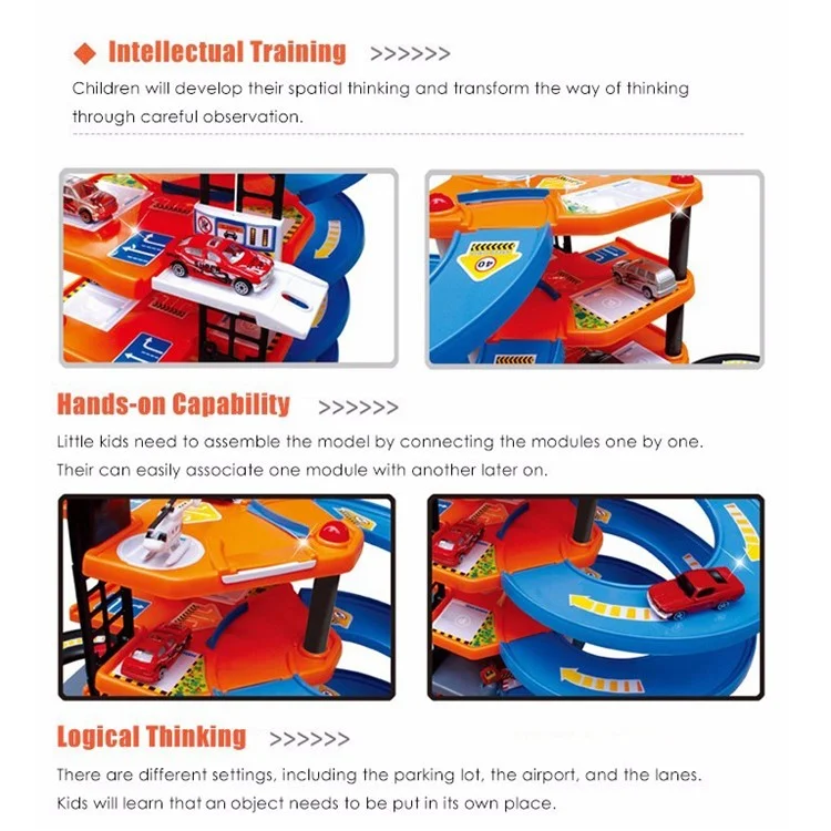 3D Car Parking Lot Assemble Railway Rail Car Toy DIY Track Car Racing Track Toy