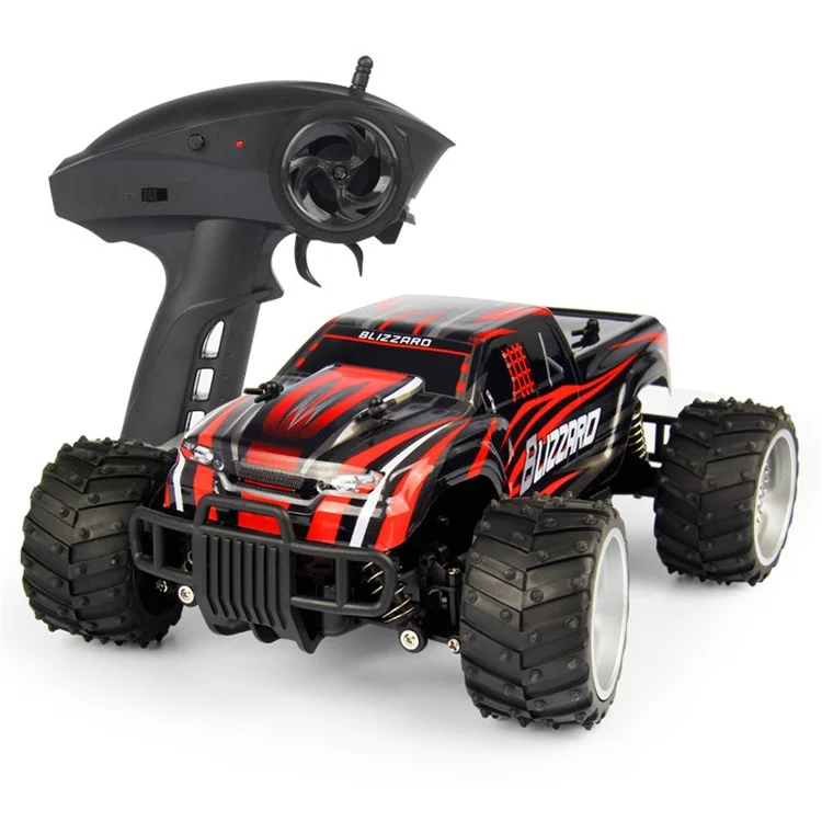 1/16 Escala de 2,4 Ghz de Tração Nas Quatro Rodas de Tração de Alta Velocidade Carro de Controle Remoto Off-road de Veículos - Preto + Vermelho / Plugue da ue