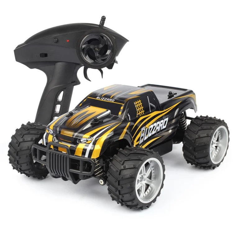 1/16 Maßstab 2,4 GHz Fernbedienung Off-Road Fahrzeug Allradantrieb Hochgeschwindigkeits-Off-Road-Auto - Schwarz + Gelb / EU-Stecker