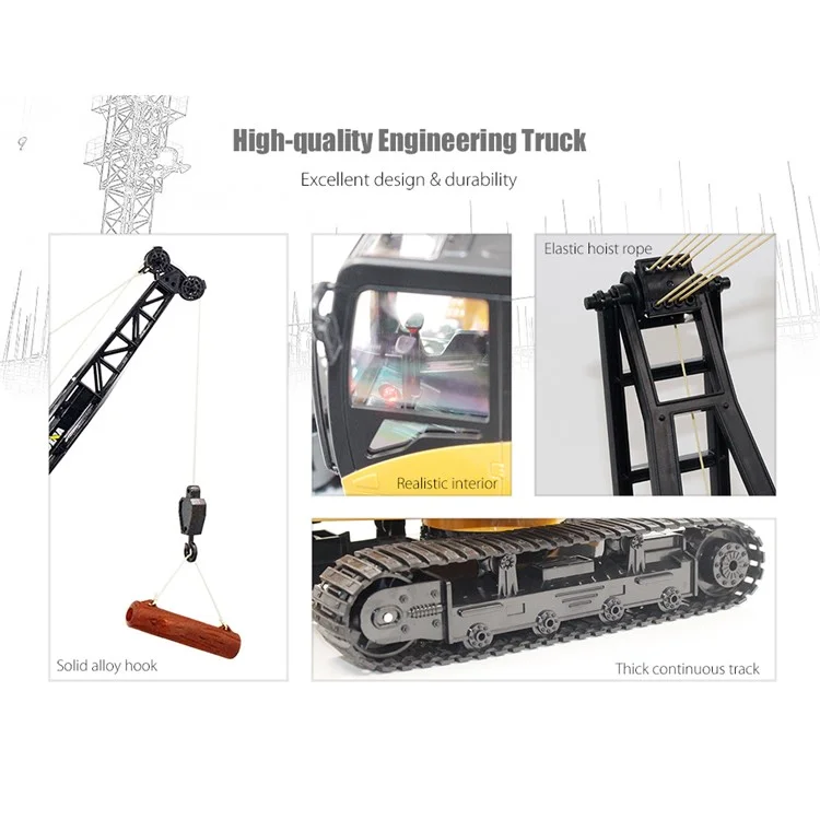 572 1:14 2.4G 15CH RC Alloy Crane Engineering Truck Toy