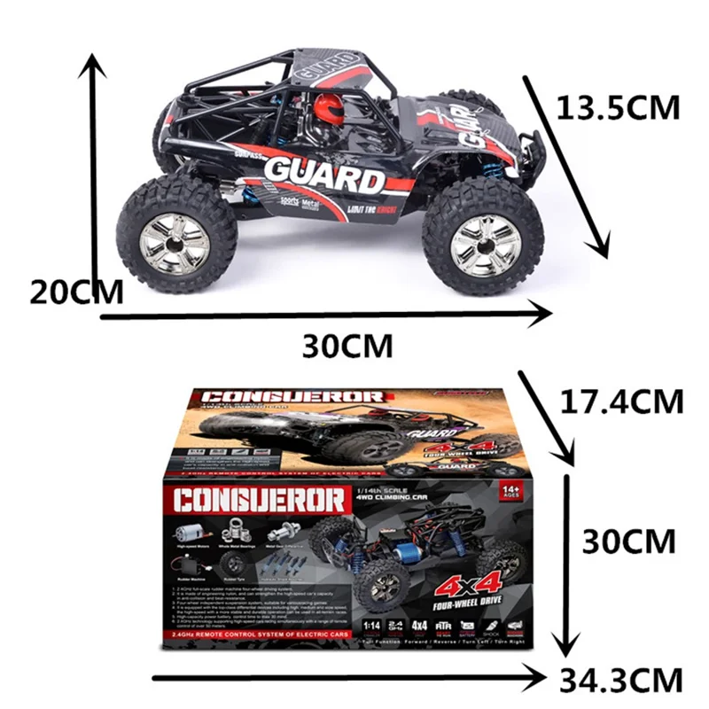 SUBOTECH BG1520 1:14 Full-scale 2.4GHz Four-wheel High-speed Electronic Car Toy - Red