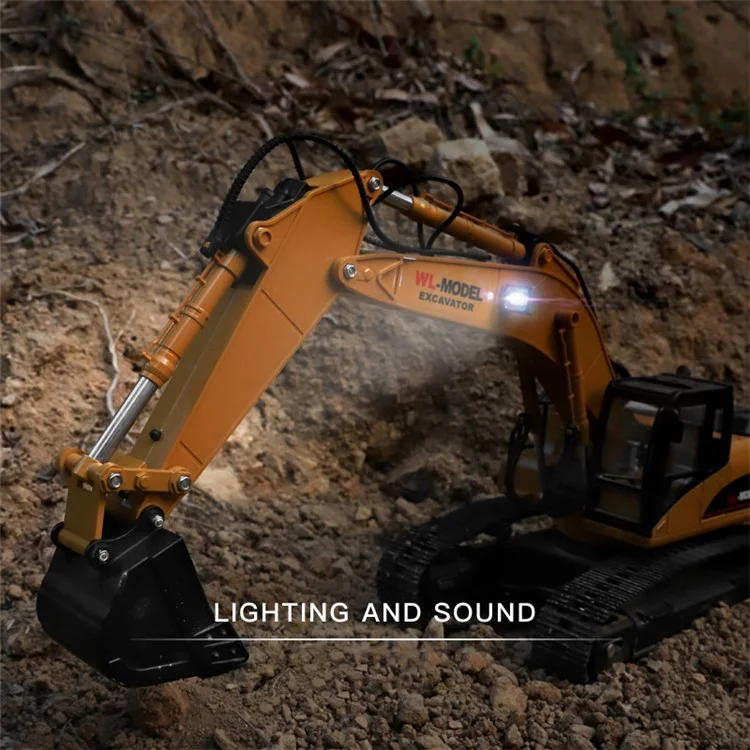 Wltoys WL- 16800 Electri Llight 1: 16 2.4g RC Excavator Simulation Digger Com Fumaça Leve LED