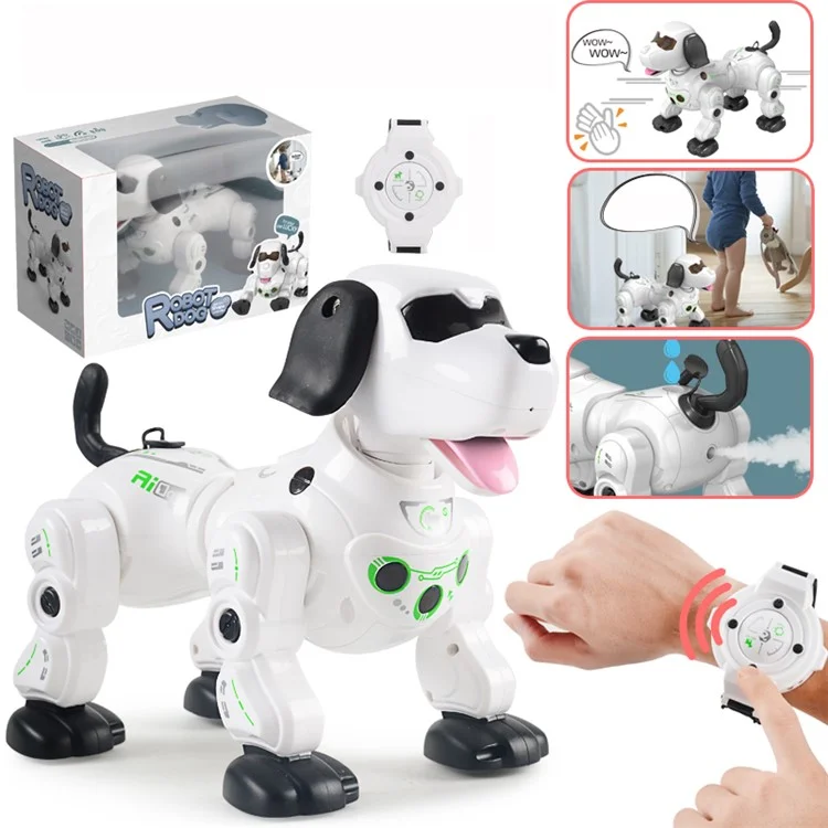 Perro robot inteligente 2.4G con control remoto inalámbrico, perro robot inteligente interactivo y electrónico de juguete