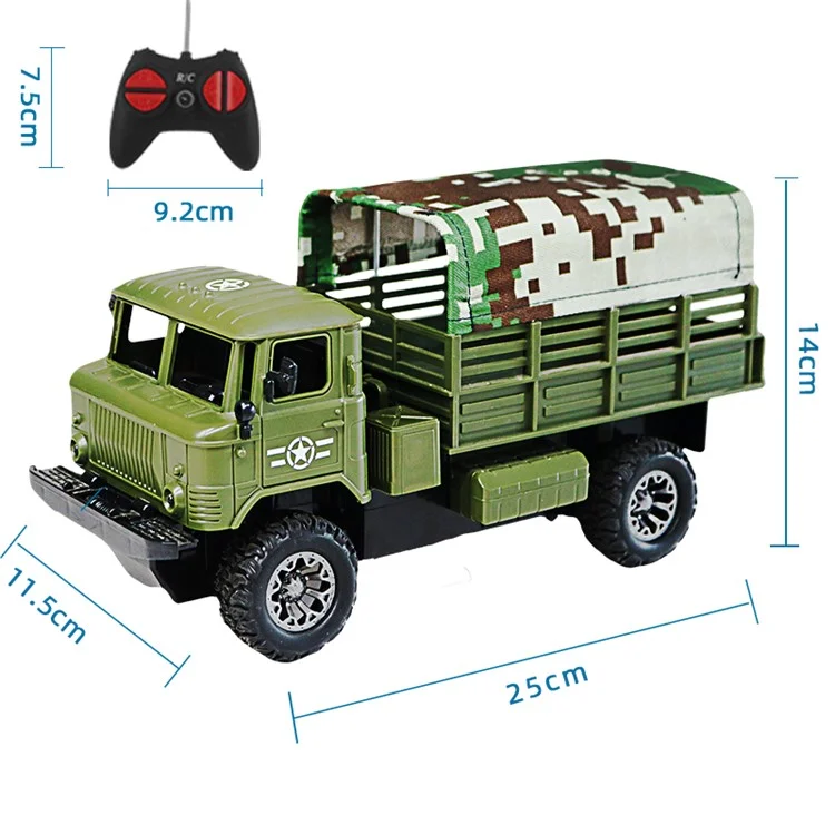 Four-Channel Remote Control Truck Model Toys Simulation Electric Car Toy Military RC Transport Vehicle - Army Green