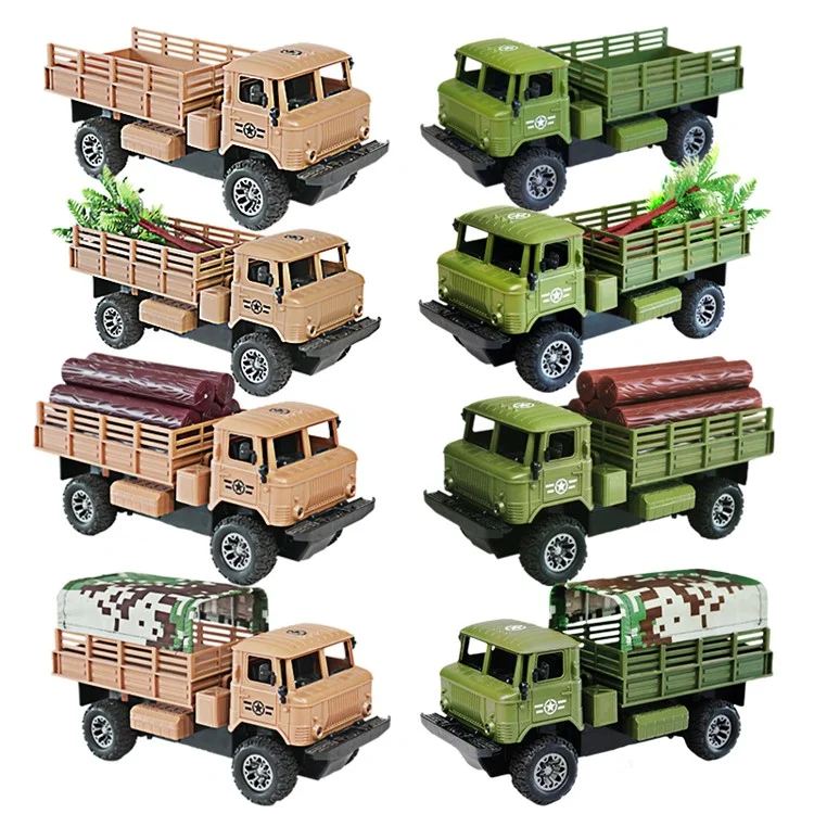 Modelo de juguete de camión de control remoto de cuatro canales Juguetes de simulación Coche eléctrico Vehículo de transporte militar RC - Marrón