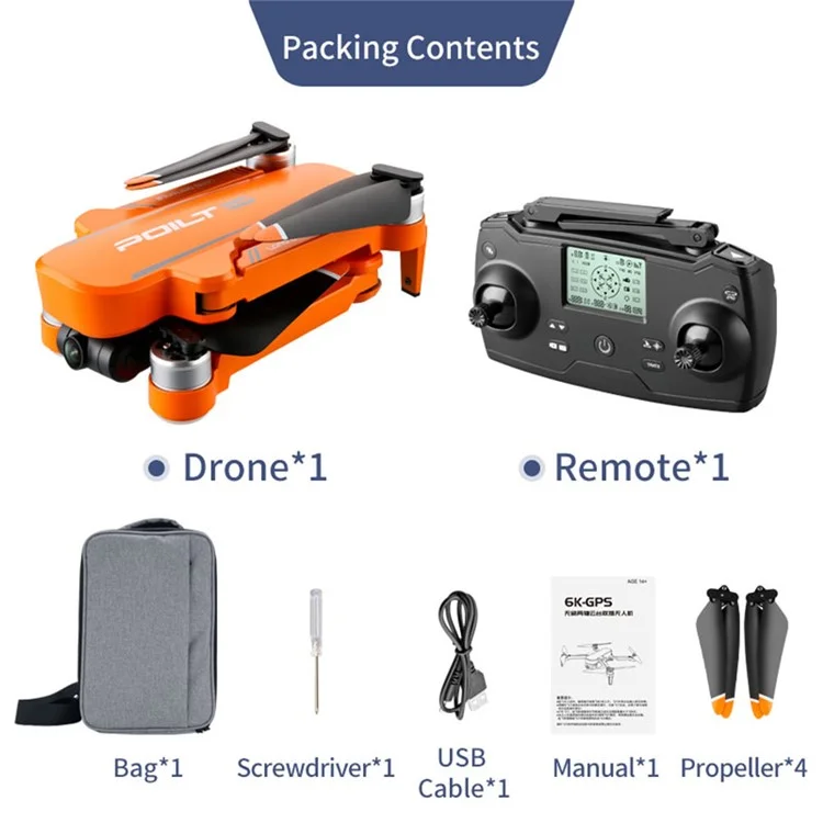 JJRC X17 GPS 5G WiFi FPV with 6K ESC HD Camera 2-Axis Gimbal Optical Flow Positioning RC Drone - Orange