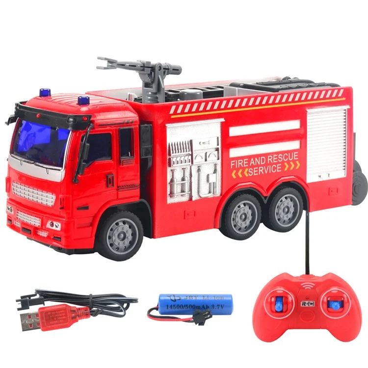 JC21 Wireless RC 4 Channels Mini Fire Truck Fire Engine Toy with Lights Electric Car Model Toy for Kids - Sprayer