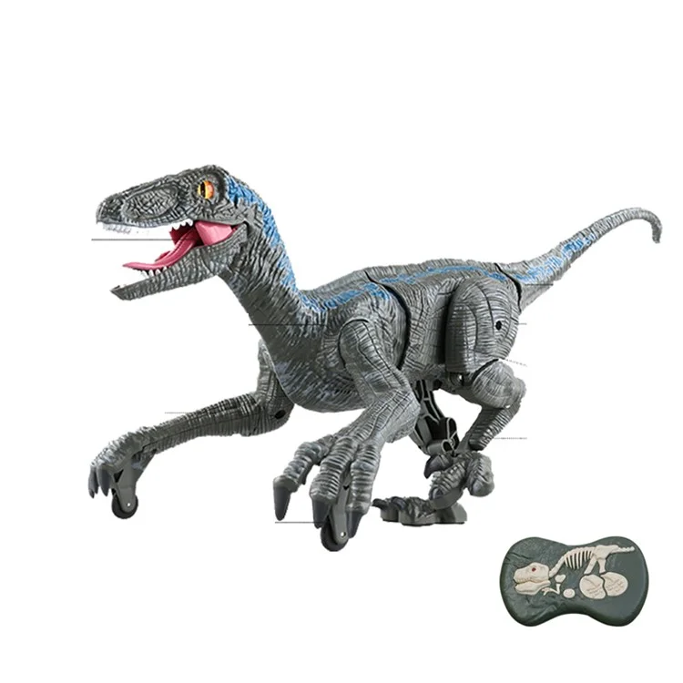 Dinosaure Électrique 2.4G Télécommande Marche Son Lumière Velociraptor Modèle Jouet Jouet Enfants Cadeau - Bleu