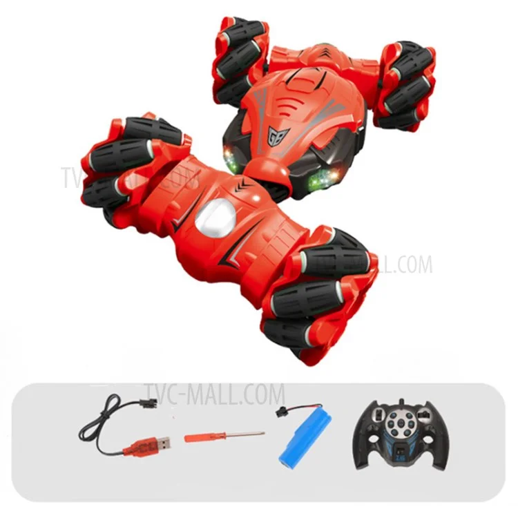 YL-51 2.4GHz 4WD RC Car Music Light Stunt Twist Deformation Off-road Remote Control Car Children Boys Toy Gift - Red