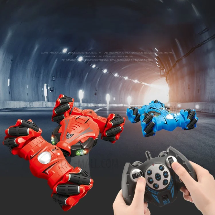 YL-51 2.4GHz 4WD RC Car Music Light Stunt Twist Deformation Off-road Remote Control Car Children Boys Toy Gift - Red