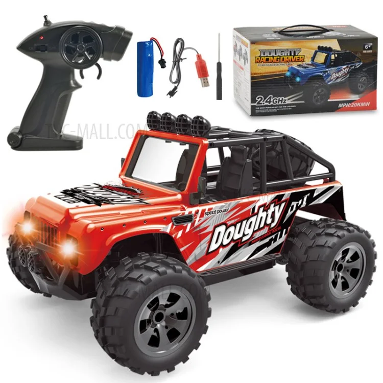 58620 2.4G Wireless RC Off-road Vehicle 1/18 Electronic Climbing Car Model Toys With Lights for Children - Red