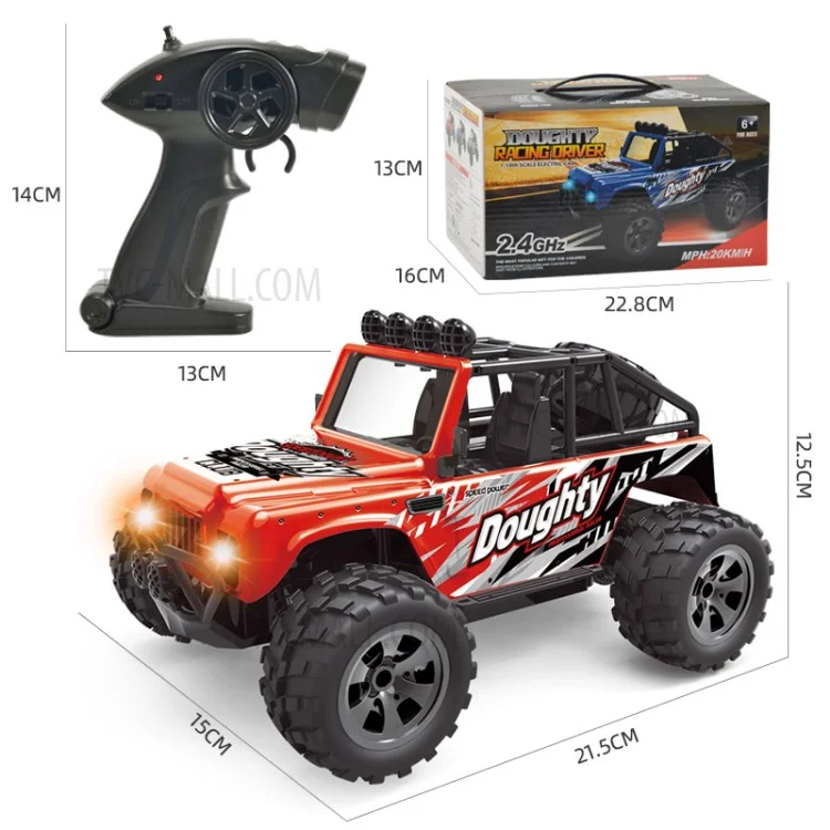 58620 2.4G Wireless RC Off-road Vehicle 1/18 Electronic Climbing Car Model Toys With Lights for Children - Red