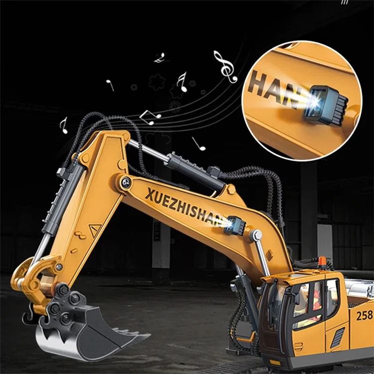 1034 Plastic 1:20 2.4G RC Engineering Vehicle Remote Control 680 Degrees Rotation 11 Channel Crawler Excavator Kids Toy with Light Music