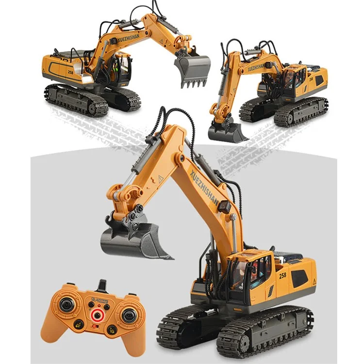 1034 Plastic 1:20 2.4G RC Engineering Vehicle Remote Control 680 Degrees Rotation 11 Channel Crawler Excavator Kids Toy with Light Music