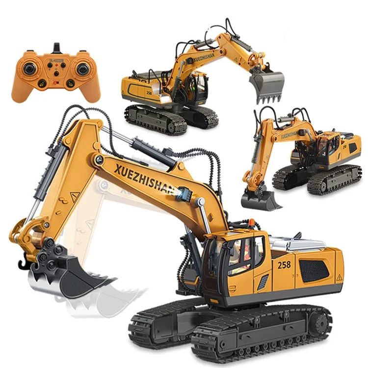 1034 Plástico 1: 20 2.4g RC Ingeniería Control Remoto Control Remoto 680 Grados Rotación de 11 Canales Excavador de Rastreadores Juguete Con Música Ligera