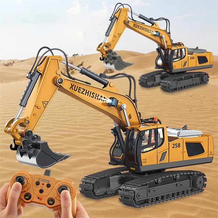 1034 Plastic 1:20 2.4G RC Engineering Vehicle Remote Control 680 Degrees Rotation 11 Channel Crawler Excavator Kids Toy with Light Music