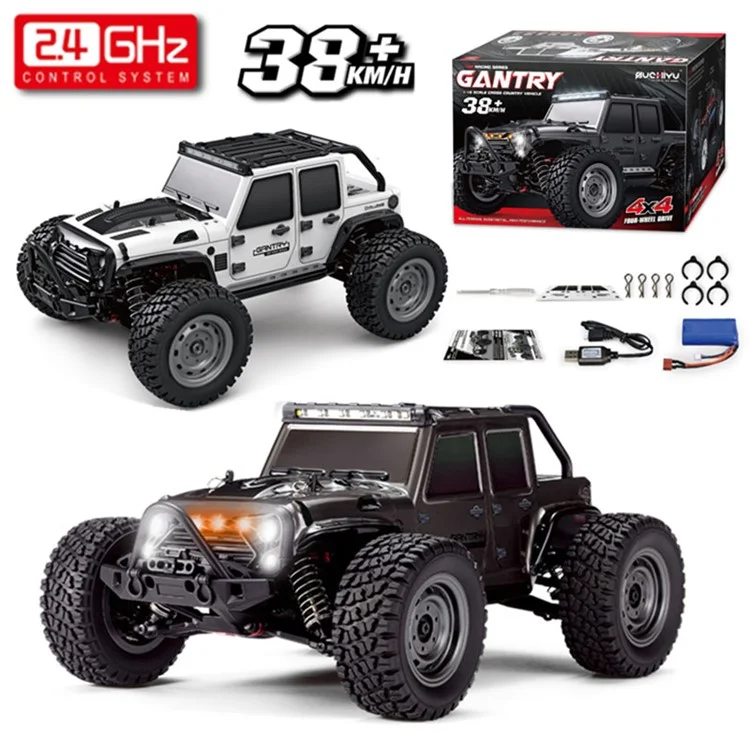 16103 2.4G RC Coche Juguete 1: 16 Niños Electric Truco De Cuatro Ruedas De Alta Velocidad Tocado De Control Remoto De Alta Velocidad Con Luz LED - Negro