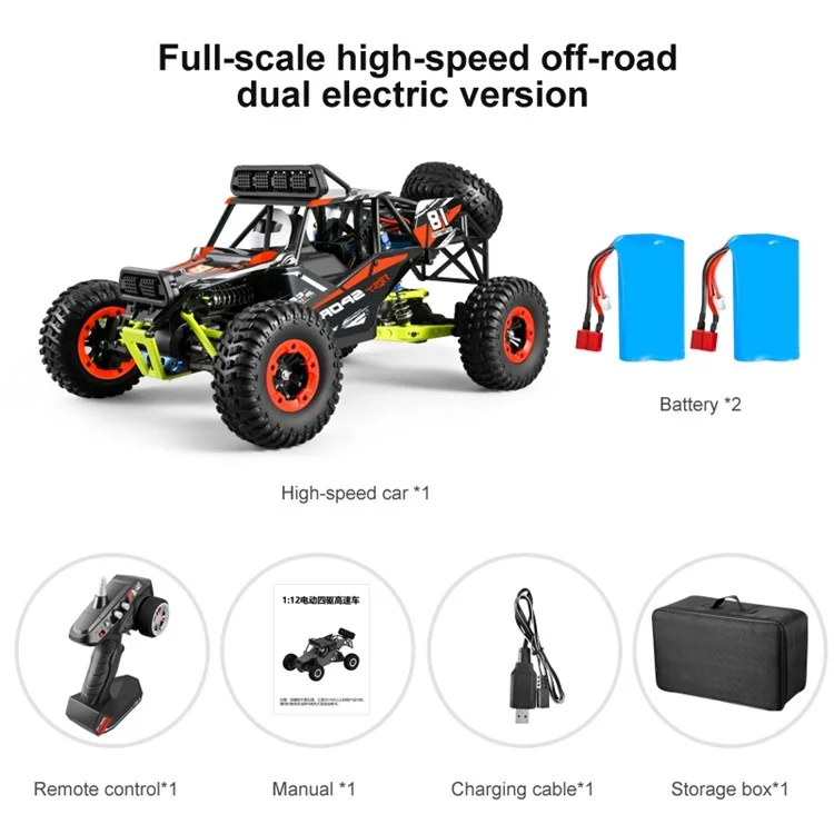 2026 RC Car 1:12 Scale 4WD 50km/h Rock Crawler 2.4Ghz Remote Control Off-Road Racing Car Toy with 2 Batteries for Adults Boys Kids - Red