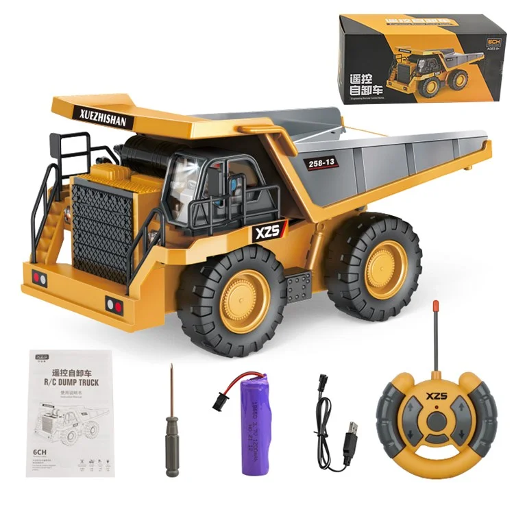 BC258-13 1/24 Camion-Benne RC à 6 Canaux Télécommandé Véhicule de Construction Jouets pour Enfants Garçons et Filles