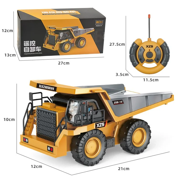 BC258-13 1/24 Camion-Benne RC à 6 Canaux Télécommandé Véhicule de Construction Jouets pour Enfants Garçons et Filles
