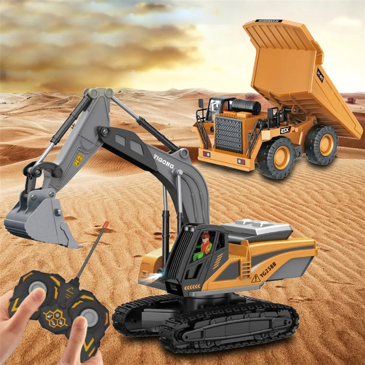 BC1051 8-Kanal-RC-Bagger 1/22 Skala Fernbedienung Bagger Legierung Baufahrzeug Traktor Spielzeug für Jungen und Mädchen