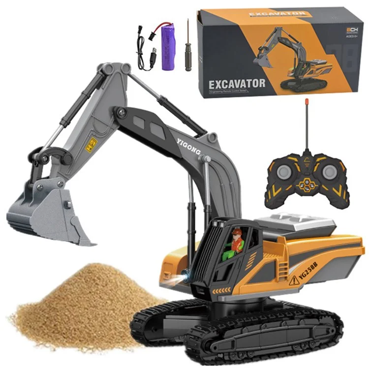 BC1051 8-Kanal-RC-Bagger 1/22 Skala Fernbedienung Bagger Legierung Baufahrzeug Traktor Spielzeug für Jungen und Mädchen