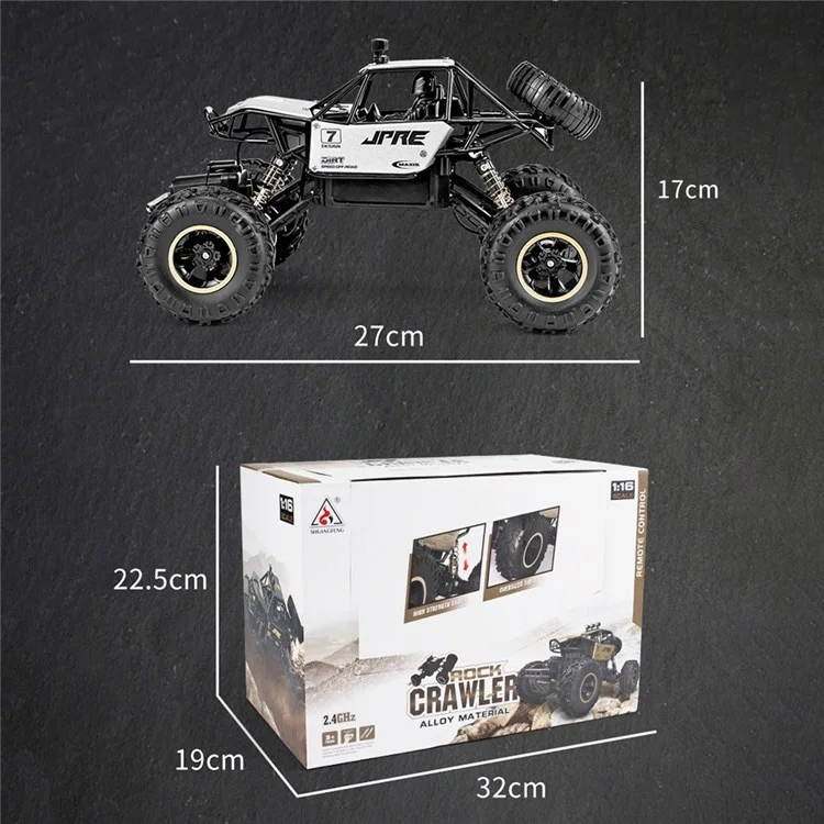 6241 2.4G RC Climbing Car 4WD Shock Absorber Alloy Car 4CH Off-Road Vehicle Toy Support 45-Degree Tilted Climbing - Black