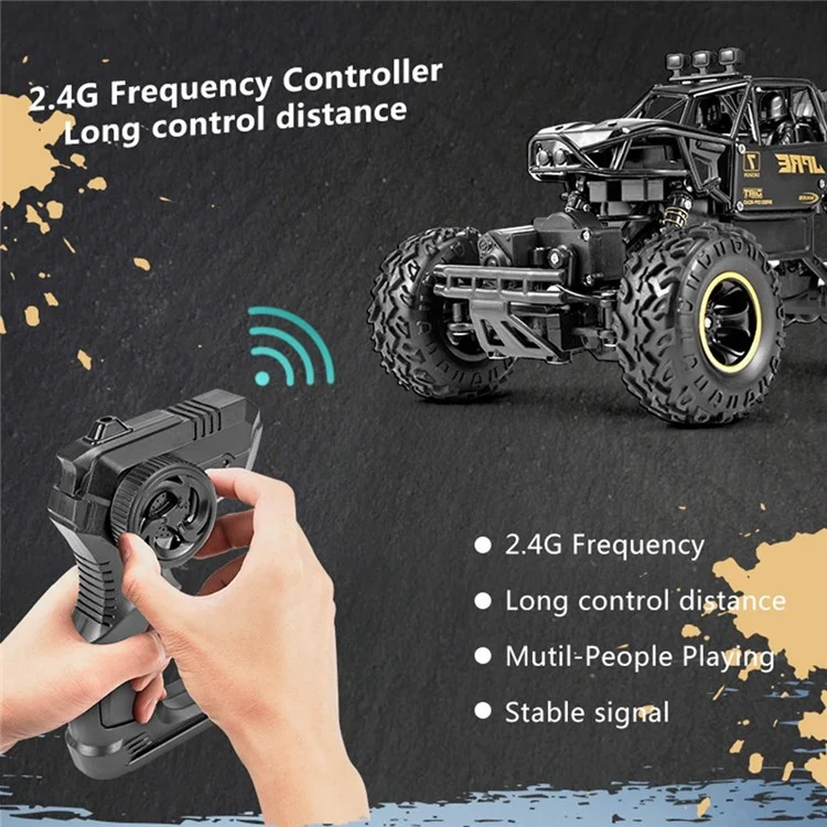 6241 2.4G RC Kletterauto 4WD Stoßdämpfer Legierung Auto 4CH Geländefahrzeug Spielzeug Unterstützung 45-Grad Geneigtes Klettern - Schwarz