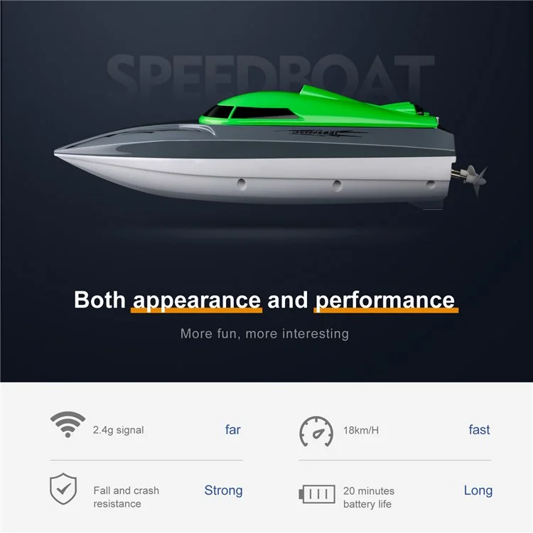 806 Crianças Adultas RC Boat 2,4 Ghz 18 Km/h de Controle Remoto de Brinquedos Subaquáticos, Com 1 Bateria - Vermelho